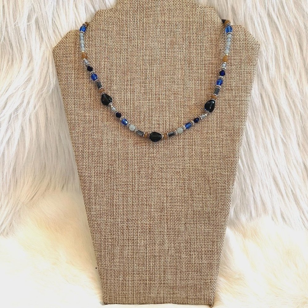 Napier Art Glass Necklace Blue Festival Boho Coastal Cowgirl Beachy Y2K 14009